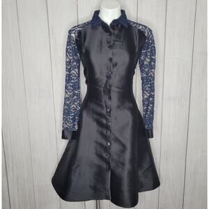 Samantha Sleeper Dark Academia Designer Button Down Midi Shirt Dress Size 6